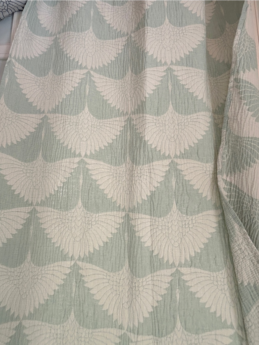 Luxury Jacquard Woven Blanket Swedish Blue Green Luxury Cotton 55 x 77 NEW! - Picture 7 of 16